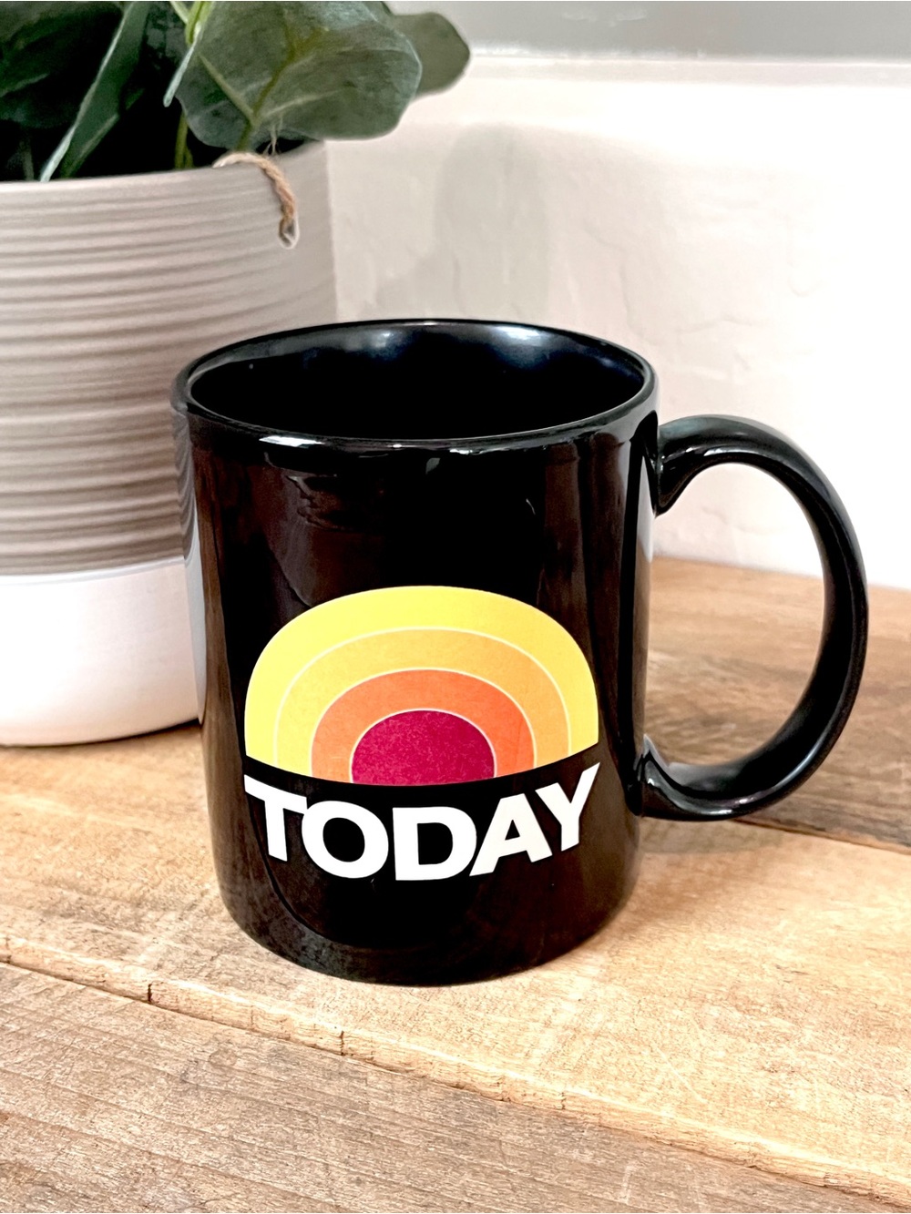 NBC TODAY Show Rare Vintage Ceramic Coffee Mug Black Sunrise Retro Logo